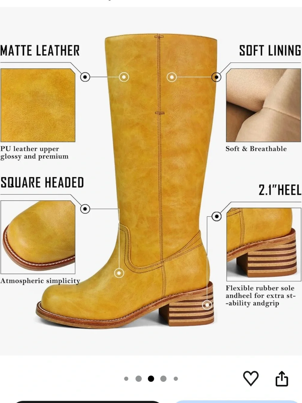 Women’s Tall Yellow Leather Boots